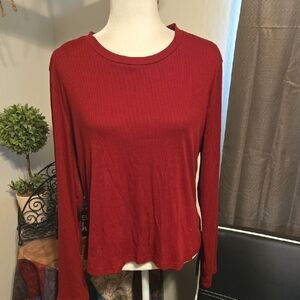 SHEIN Classic Burgundy Long Sleeve Tee